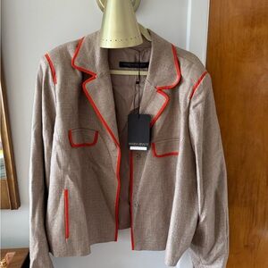 Marina Rinaldi Beige Blazer with Orange Dress Trim